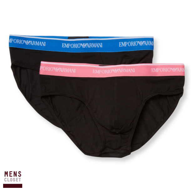 Armani 2 pack briefs med kontrast linning