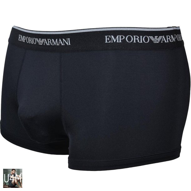 ARMANI Logoband Microfibre Boxer Trunk, Black/silver