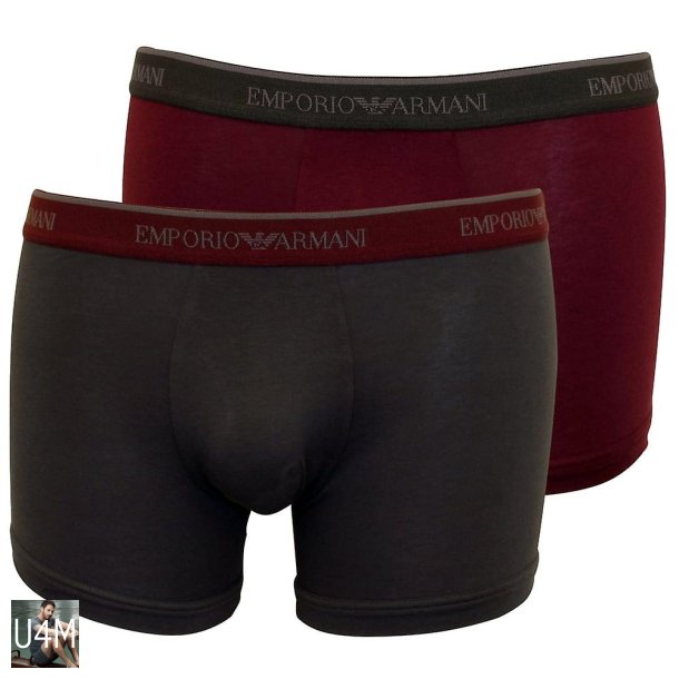 ARMANI 2 PACK BOXERSHORTS Bordeaux og sort