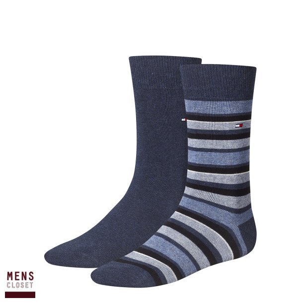 Tommy Hilfiger Variation stripe sokker 2-pack - jeans blue