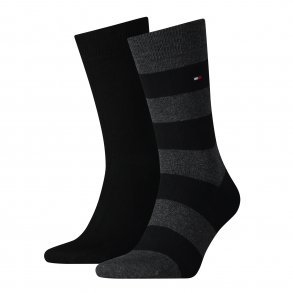 Tommy Hilfiger MEN RUGBY sokker 2-pack - Sort og stribet