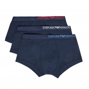 ARMANI 3 PACK BOXERSHORTS, bl med asymmetrisk logo.