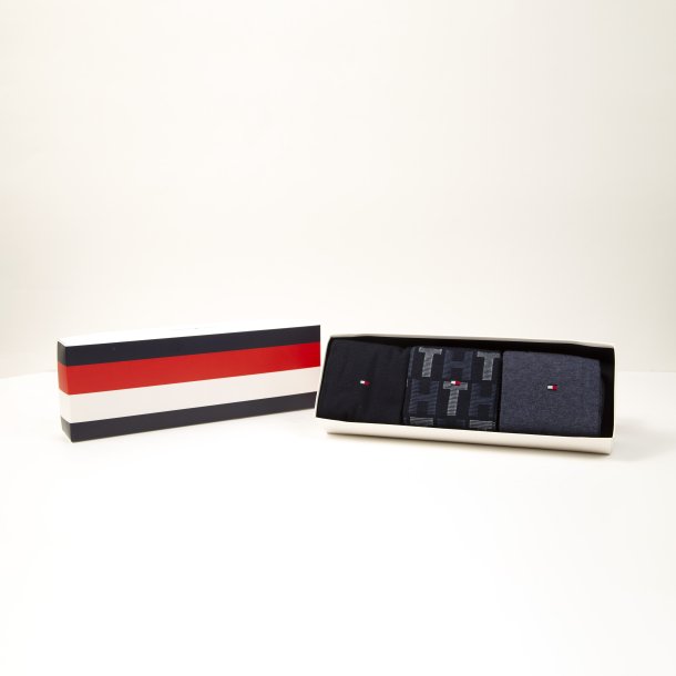 Tommy Hilfiger giftbox med 3 par sokker Bl