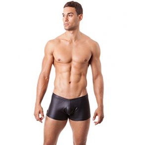 Black Leather Look Short Boxer  