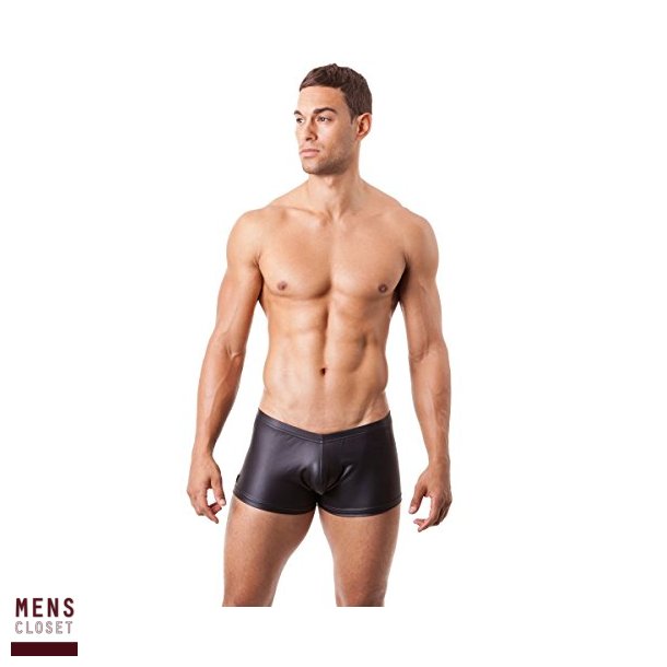 Black Leather Look Short Boxer  