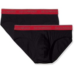 Armani 2 pack briefs med rd kontrast linning