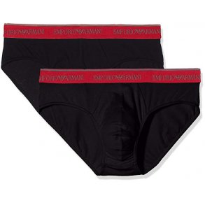 Armani 2 pack briefs med rd kontrast linning