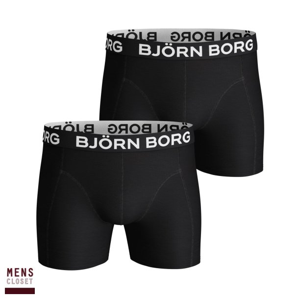 Bjrn Borg boxer sorte med kontrast logo i linning, 2 pack