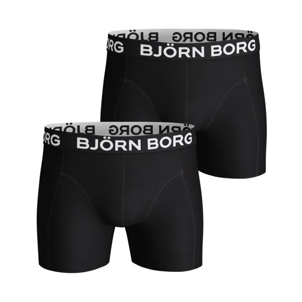 Björn Borg boxer sorte med kontrast logo i linning, 2 pack