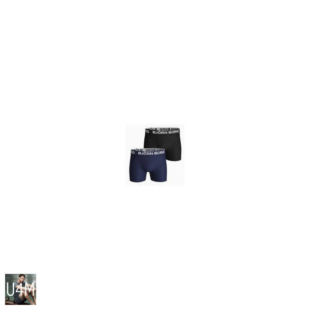 Bjrn Borg boxer sort/bl med kontrast logo linning, 2 pack