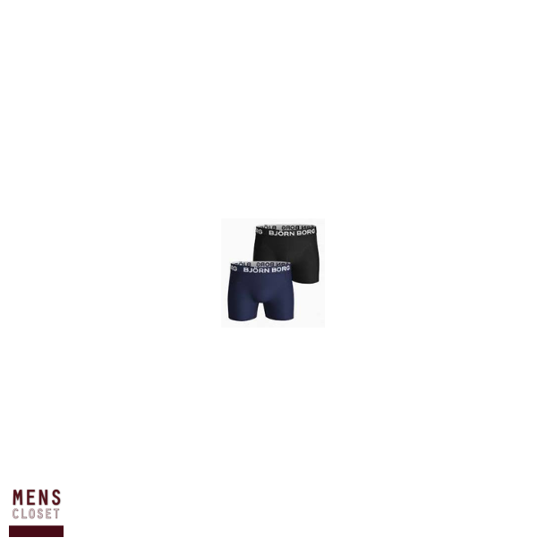 Bj�rn Borg boxer sort/bl� med kontrast logo linning, 2 pack