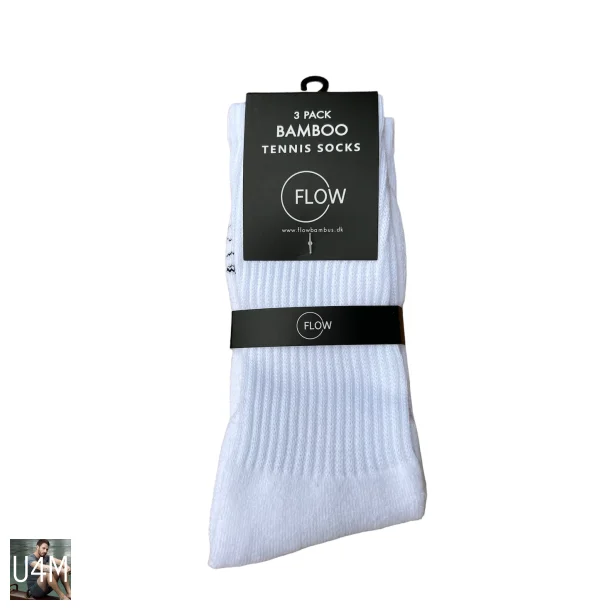 FLOW Bambus Tennis Strmper 3 Pack Hvid