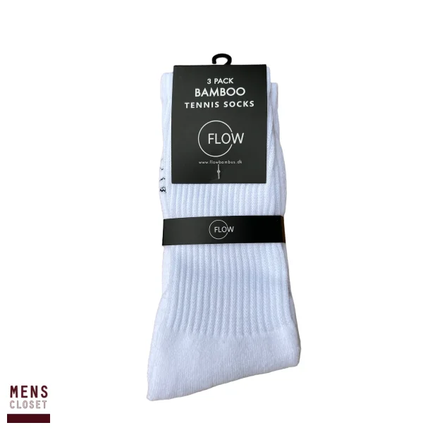 FLOW Bambus Tennis Strmper 3 Pack Hvid