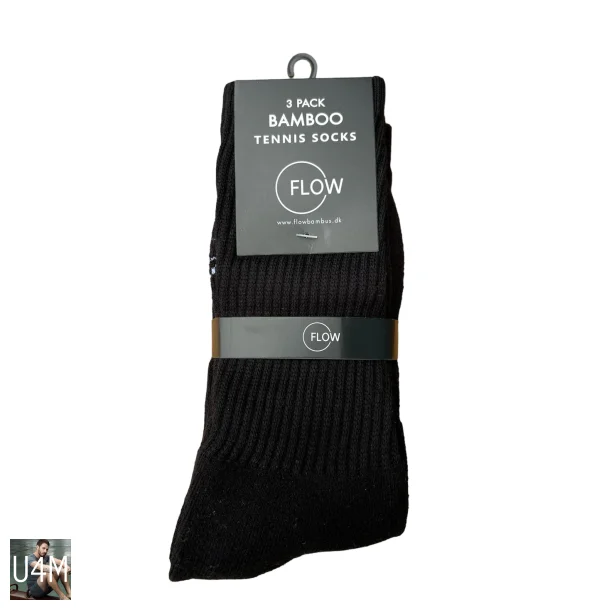 FLOW Bambus Tennis Strmper 3 Pack Sort