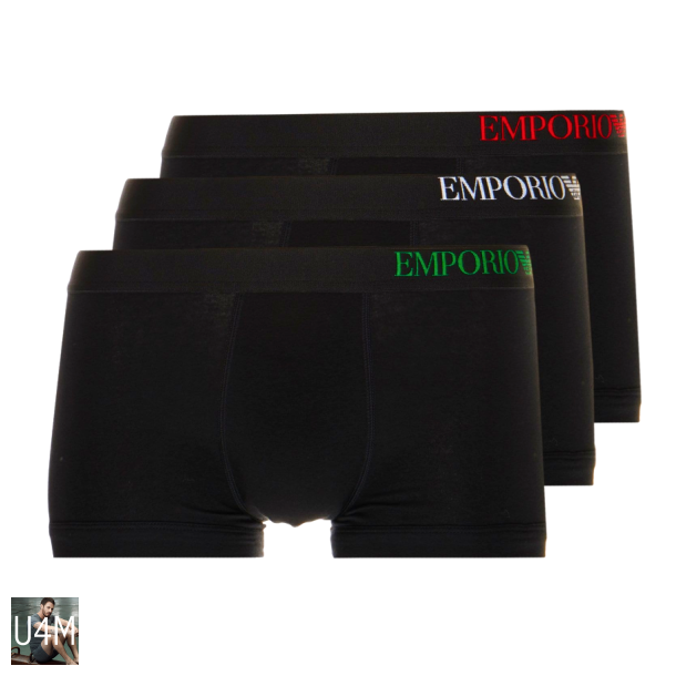 ARMANI 3 PACK BOXERSHORTS asymmetrisk logo.