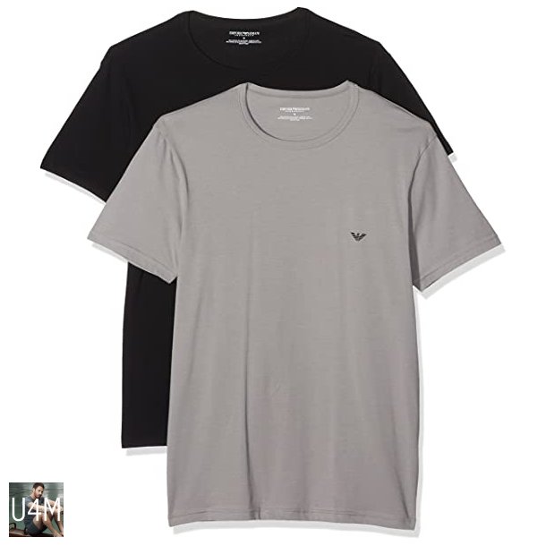 ARMANI 2 PACK CREW NECK T-SHIRT GREY/BLACK