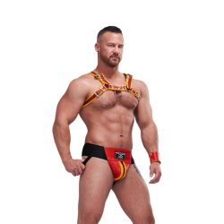 Mister B Lder Premium Jockstrap - Rd/Gul