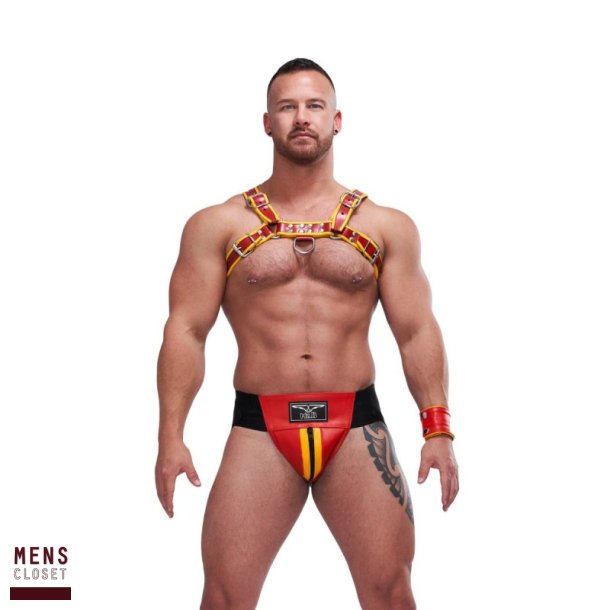 Mister B Lder Premium Jockstrap - Rd/Gul