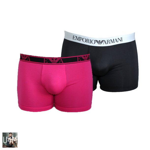 ARMANI 2 PACK BOXERSHORTS PINK OG SORT ST