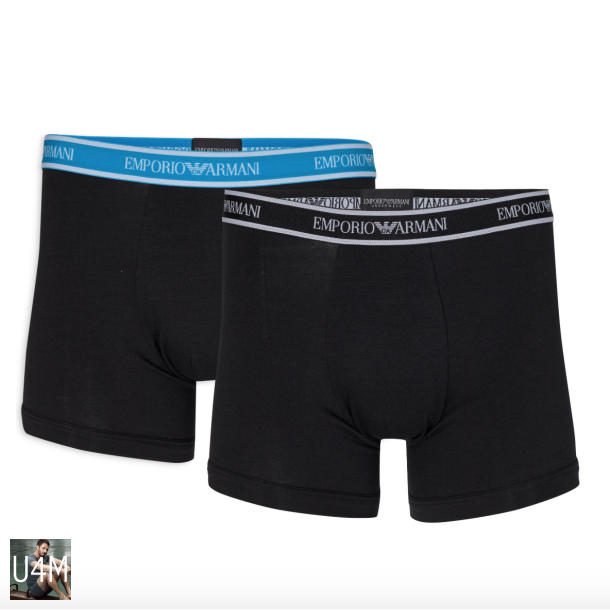 ARMANI 2 pack trunks med flot middelhavs bl elastiklinning.