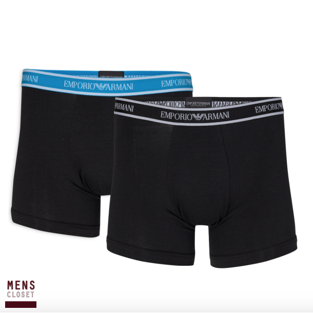 ARMANI 2 pack trunks med flot middelhavs bl� elastiklinning.