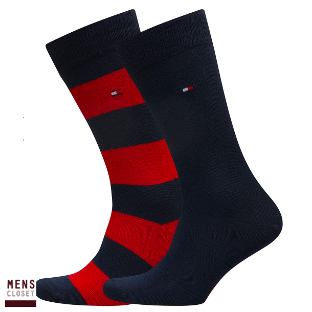Tommy Hilfiger MEN RUGBY sokker 2-pack - R�d &amp; Nav