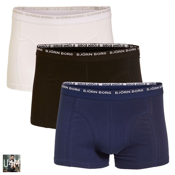 Bjrn Borg 3-to-go Boxershorts 3-pack Sort/Hvid/Bl