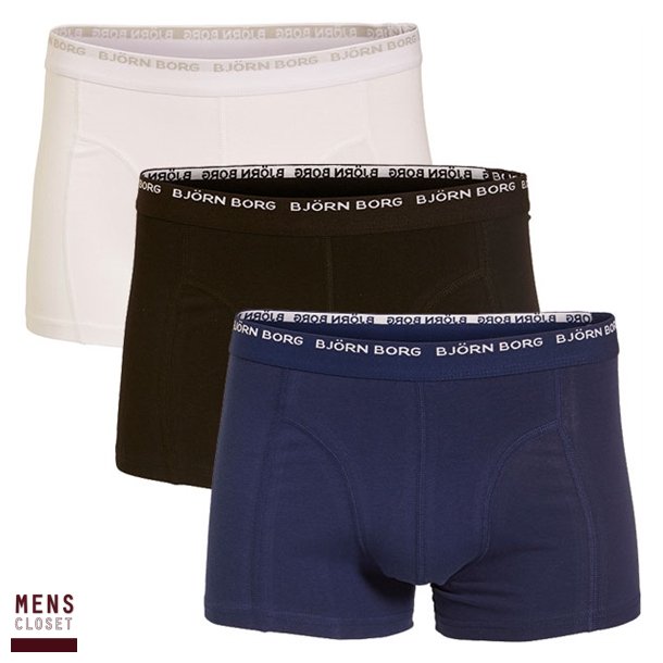 Bjrn Borg 3-to-go Boxershorts 3-pack Sort/Hvid/Bl