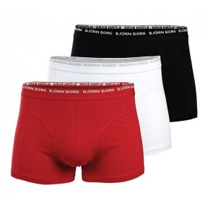 Bjrn Borg 3-to-go Boxershorts 3-pack Sort/Hvid/Rd