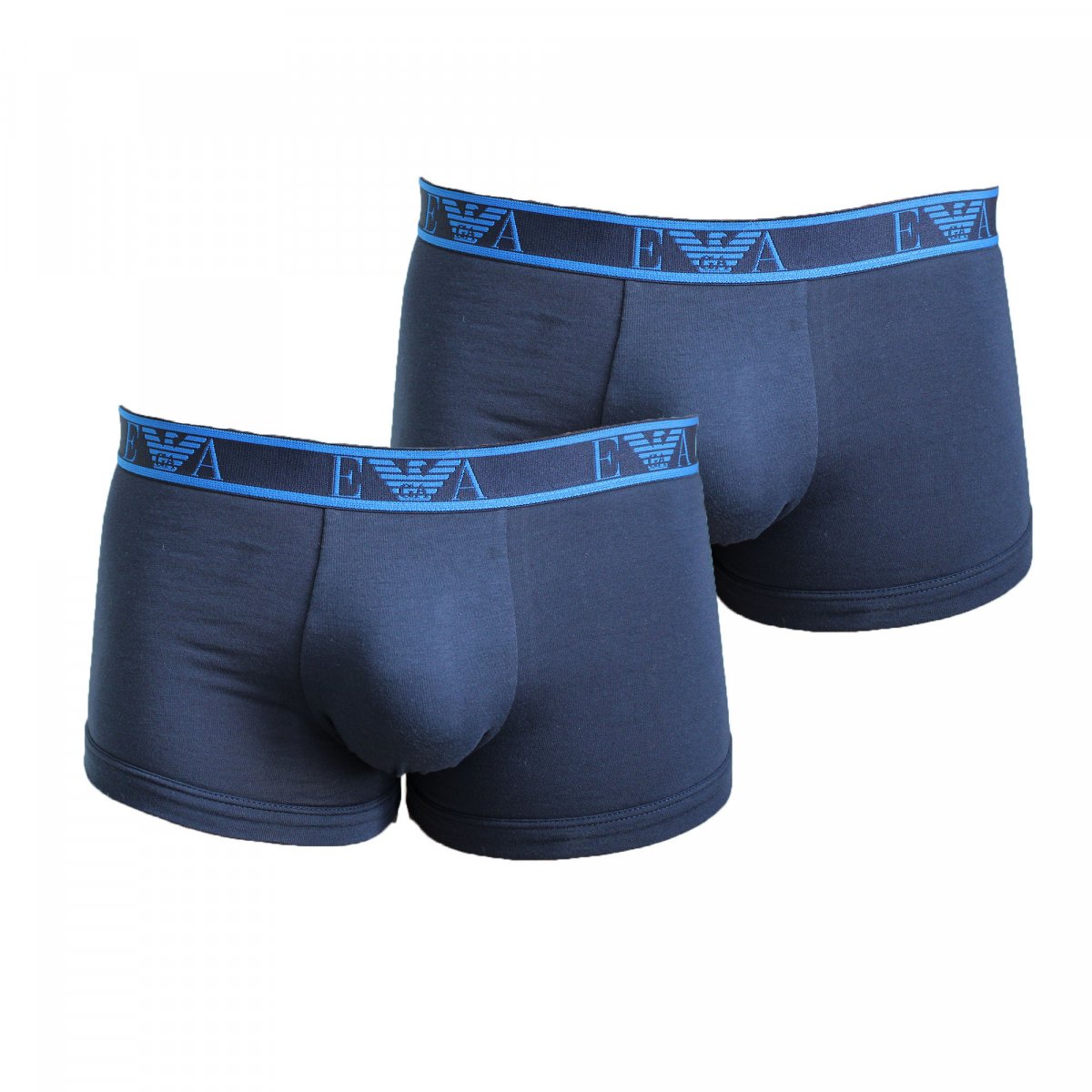 ARMANI 2 PACK TRUNKS M KORTE BEN I MARINE BLÅ Boxer Underwear4men.dk